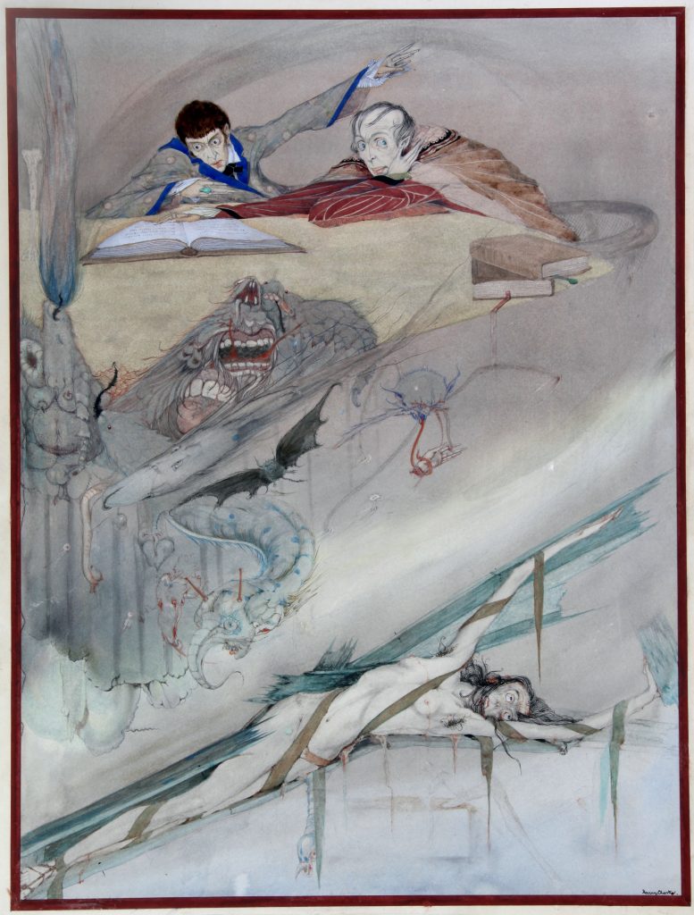 CAG.105 Harry Clarke, The Fall of the House of Usher, 1923, pencil and watercolour on paper, 40 x 29.8 cm. Collection Crawford Art Gallery, Cork.