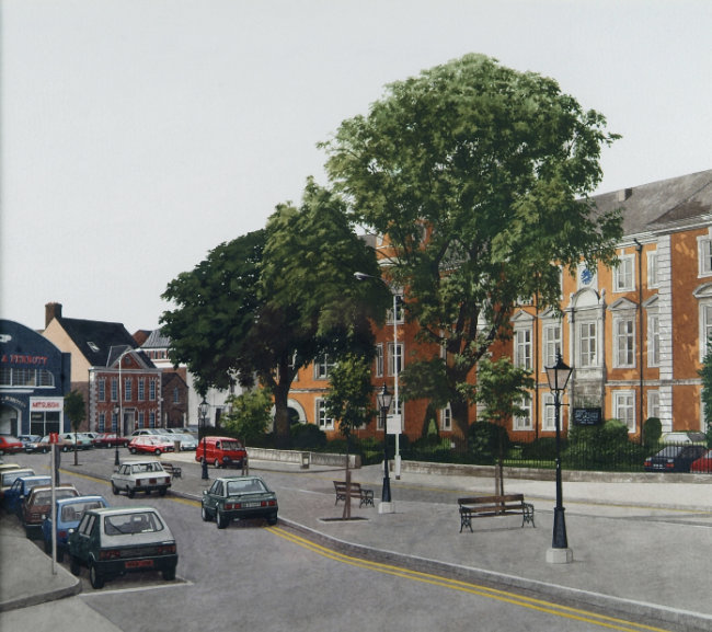 Mark Hathaway, Crawford Art Gallery, c.1989, watercolour on paper, 42.5 x 48 cm. Presented, Friends of Crawford Art Gallery, 1989. © Mark Hathaway (the artist)