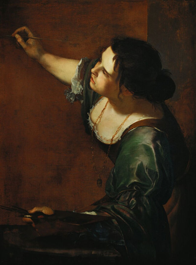 Artemisia Gentileschi: Self-portrait as the Allegory of Painting (La Pittura) 1638.
(Royal Collection; photo public domain US; picture of the day, English Wikipedia March 8 2015).