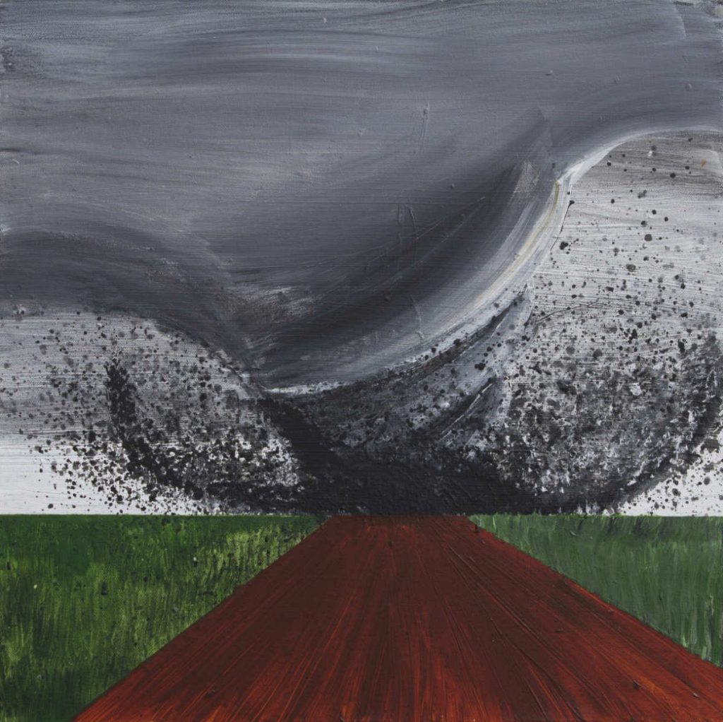 Image: Brianna Hurley, 'The tornado alley's worst nightmare', 2019, acrylic on canvas, 50x50cm. Courtesy of the Artist and KCAT Studios.
