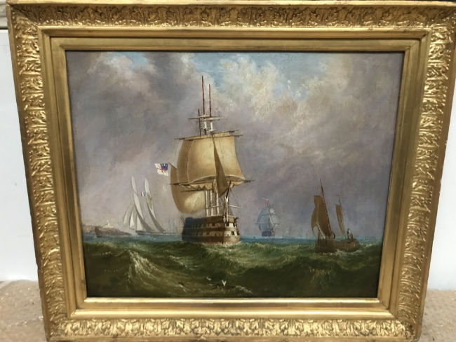 CAG.3185 George Mounsey Wheatley Atkinson, Sailing Vessels in Cork Harbour, c.1862, oil on canvas, Presented, Society of African Missions, 2021.