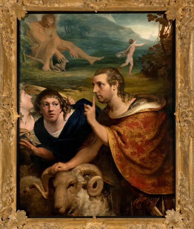 CAG.418 James Barry, Portraits of Barry and Burke in the Characters of Ulysses and a Companion fleeing from the cave of Polyphemus, c.1776, oil on canvas, 127 x 102 cm. Presented, Friends of the National Collections of Ireland, 1956.