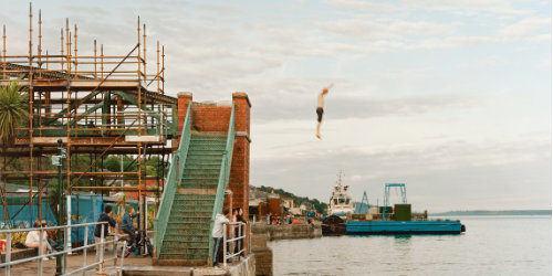 Doug DuBois, Sweeny Jumps into Cork Harbour, 2012, photograph