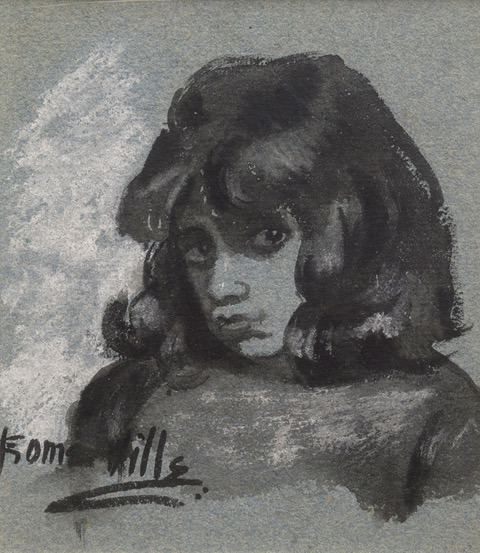 Edith Somerville, Sketch of Head for ‘The Goose Girl’, c.1888, ink wash on paper, 12.7 x 11.43 cm. Purchased, 2020.