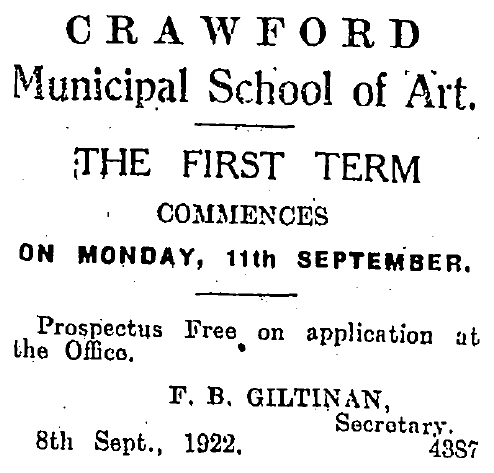 First Term Commences at Crawford Municipal School of Art