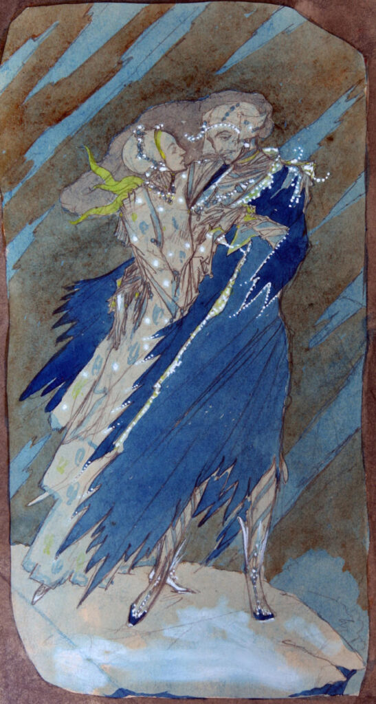 CAG.0101 Harry Clarke, Long Ago, These Lovers Fled Away into the Storm (Design for the Eve of St. Agnes Window), c.1923. Purchased, the Artist, 1924 (Gibson Bequest Fund).