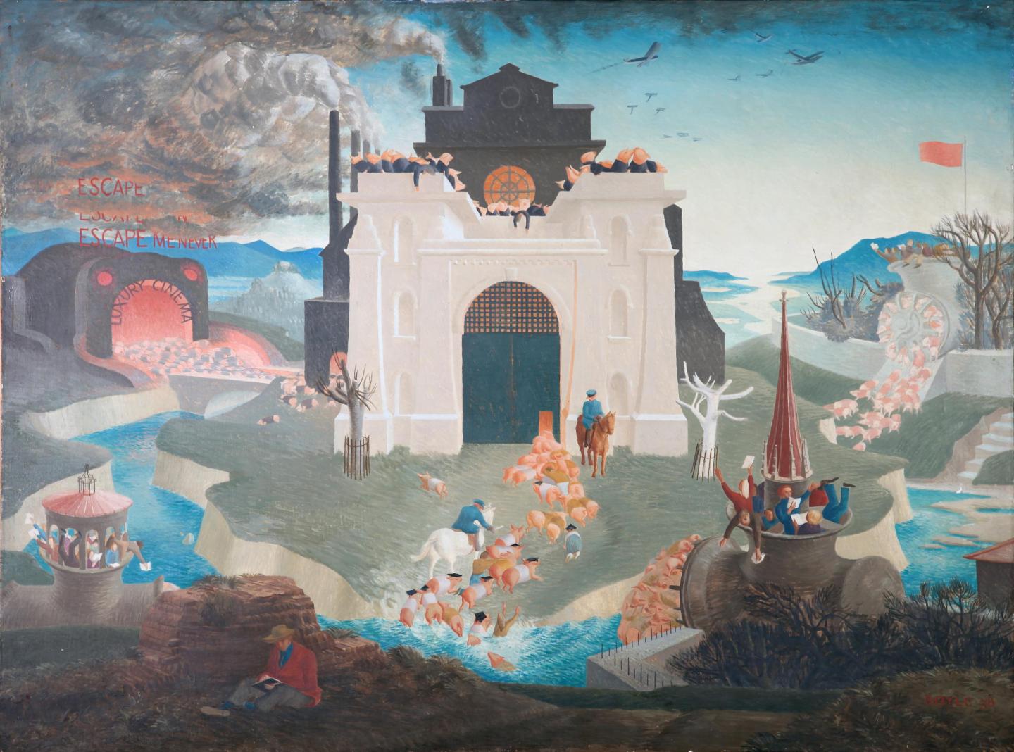 Alicia Boyle, Machines of Learning, 1938, oil on board, 91.4 x 122 cm. Purchased, the Artist, 1988. © the artist’s estate.