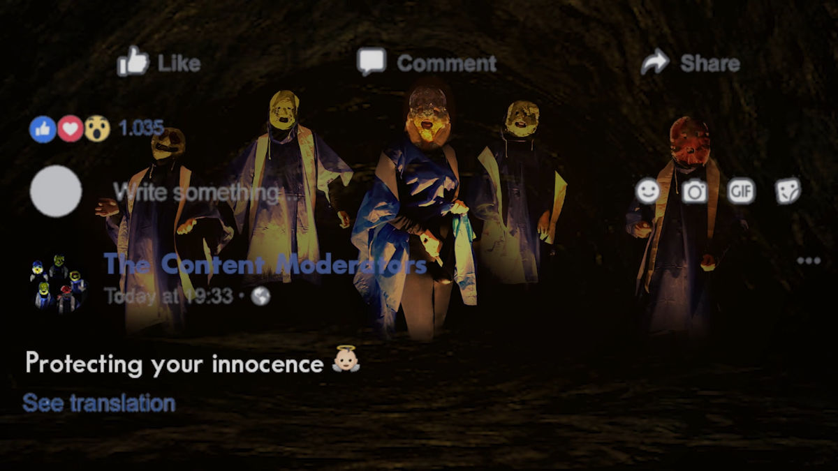 A group of people with masks at night