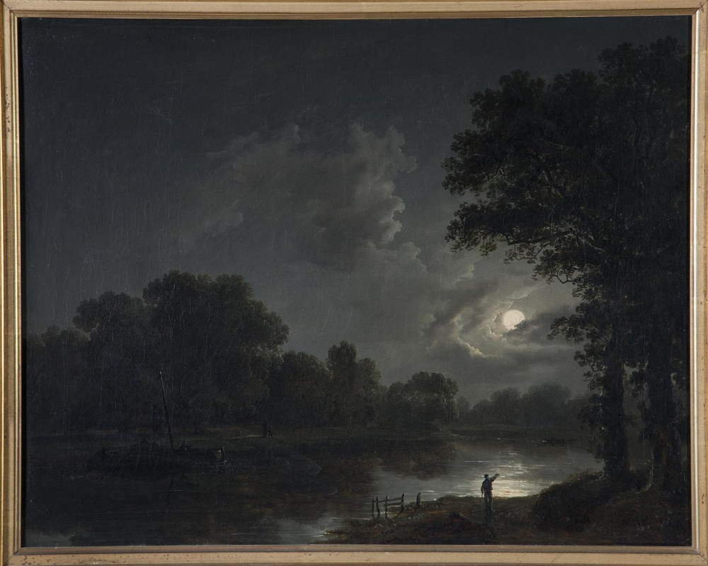 CAG.1877 James Arthur O'Connor, Moonlight Scene, c.1835, oil on canvas, 44 x 55 cm. Donated, 1998 (Fr. McGrath Bequest). © Crawford Art Gallery