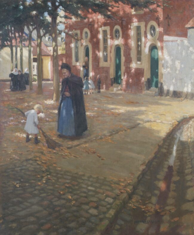Norman Garstin, Sunshine in the Beguinage, 1908, oil on canvas, 91 x 75.5 cm. Donated, Mrs Garstin.