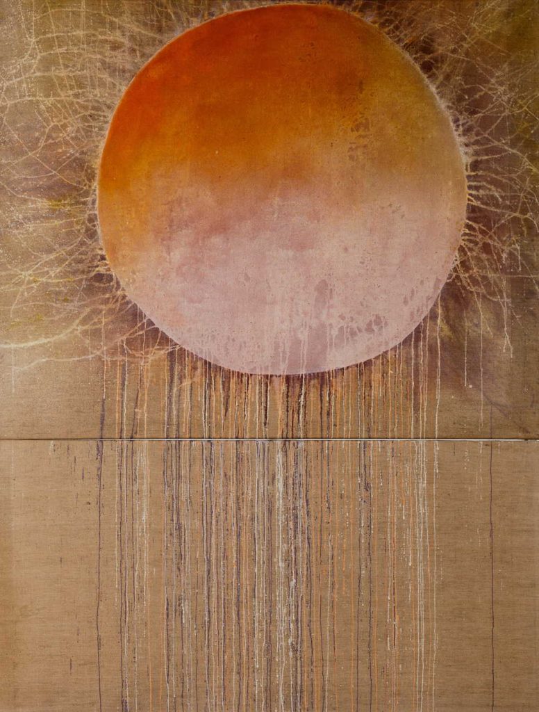 Patrick Scott, Diptych, n.d., tempera on unprimed canvas, 197.5 x 152.3 cm. Bequeathed, the Artist, 2014. © the artist’s estate_