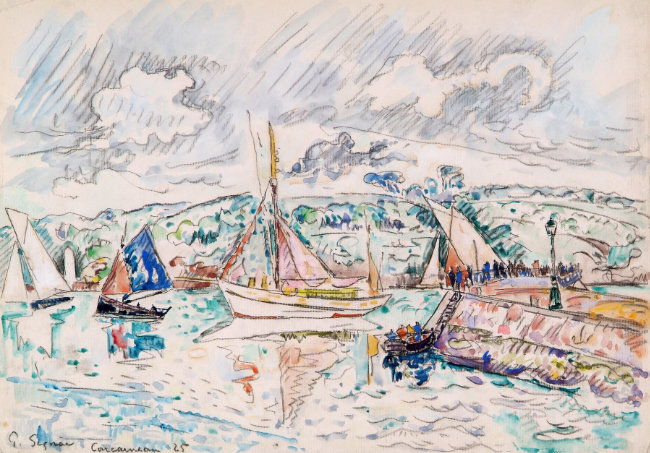 CAG.0882 Paul Signac, Concarneau, 1925, watercolour on paper, 27.6 x 39.7 cm. Presented, Michael Purser through FNCI in memory of his father, Sean Purser, 1988.