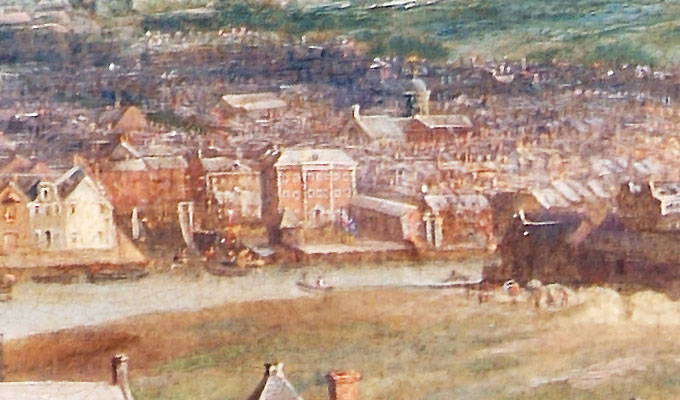 John Butts View of Cork c. 1755 (Mionghné ina dtaispeántar Cé an Tí Custaim, Gailearaí Ealaíne Crawford anois). Á chur i láthair ag Muintir McCarthy 2005