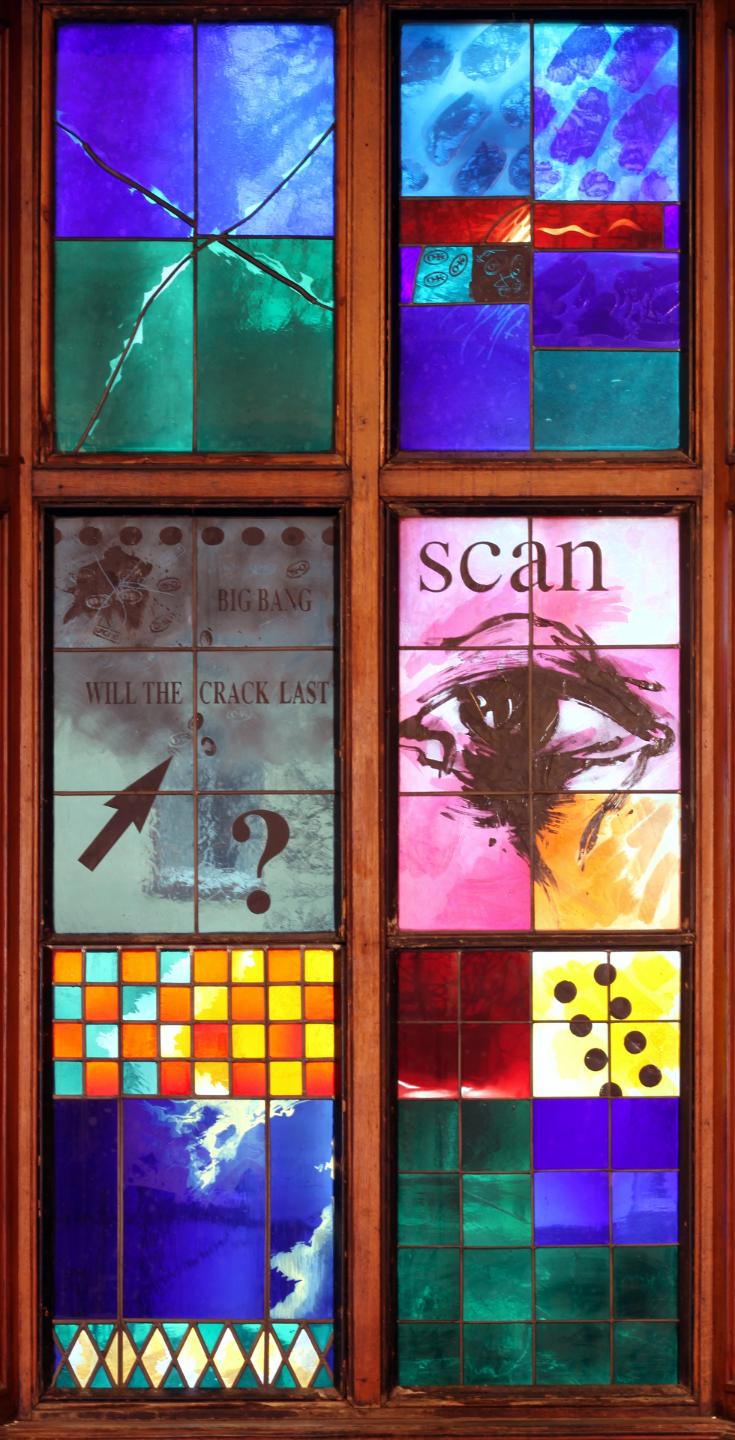James Scanlon, Lonradh, 1993, stained-glass installation, 275 x 130 cm. Presented, Friends of the Crawford Art Gallery, 1993. © the artist