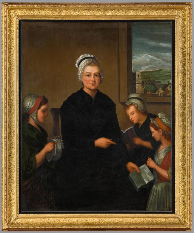 John O’Keeffe (attributed), Nano Nagle and Pupils, 19th century, oil on canvas, 127 x 101 cm. Purchased, with assistance from the Friends of the Crawford Art Gallery and the Presentation Community, 1990.